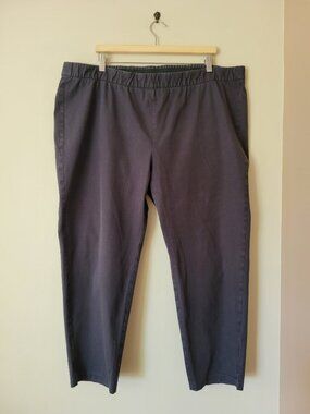 Eileen Fisher Women's Crop Stretch Organic Cotton Twill Pull On Pants Grey 2X